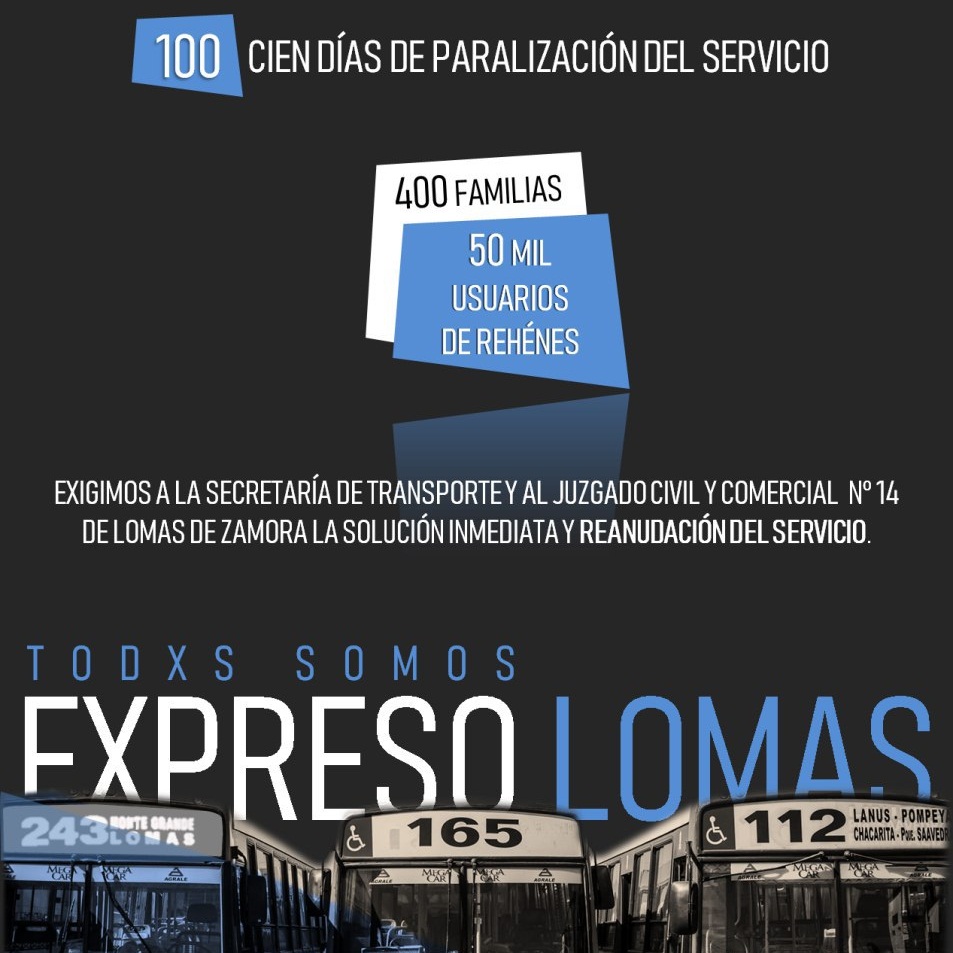 #ControlDeDaños | Conflicto en colectivos de Expreso Lomas, 100 días sin servicio